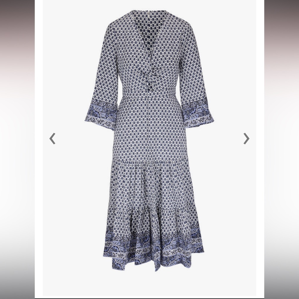 Veronica Beard Dinia Multicolor Geometric dress with slight cutout.